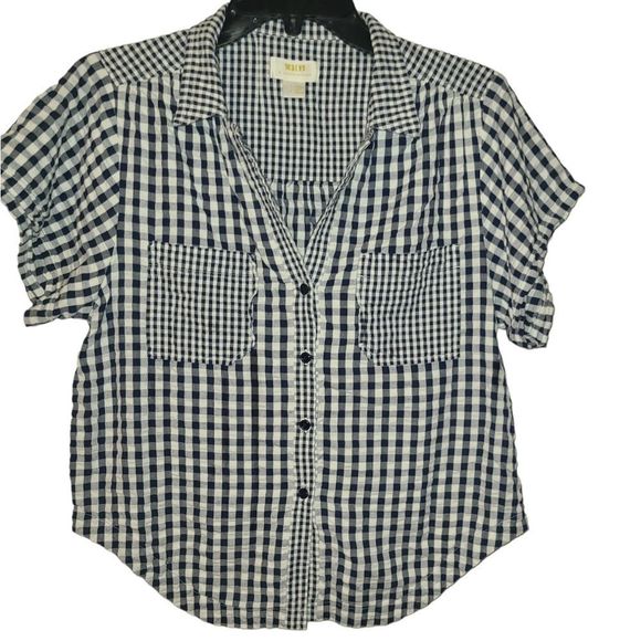 Maeve Anthropologie Gingham button down Top size 4 - Picture 1 of 7